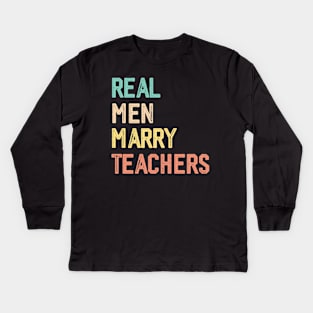 Vintage Husband Married teachers Husband Engagement teachers Kids Long Sleeve T-Shirt